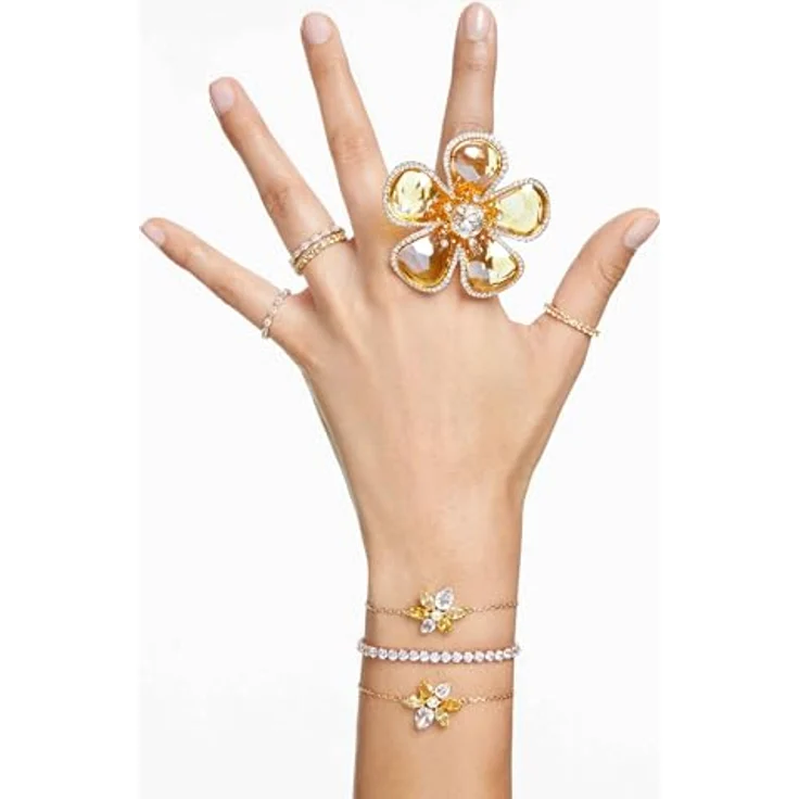 Swarovski Matrix Tennis Armband, Rundschliff, Weiß, Goldlegierungsschicht – Bild 5