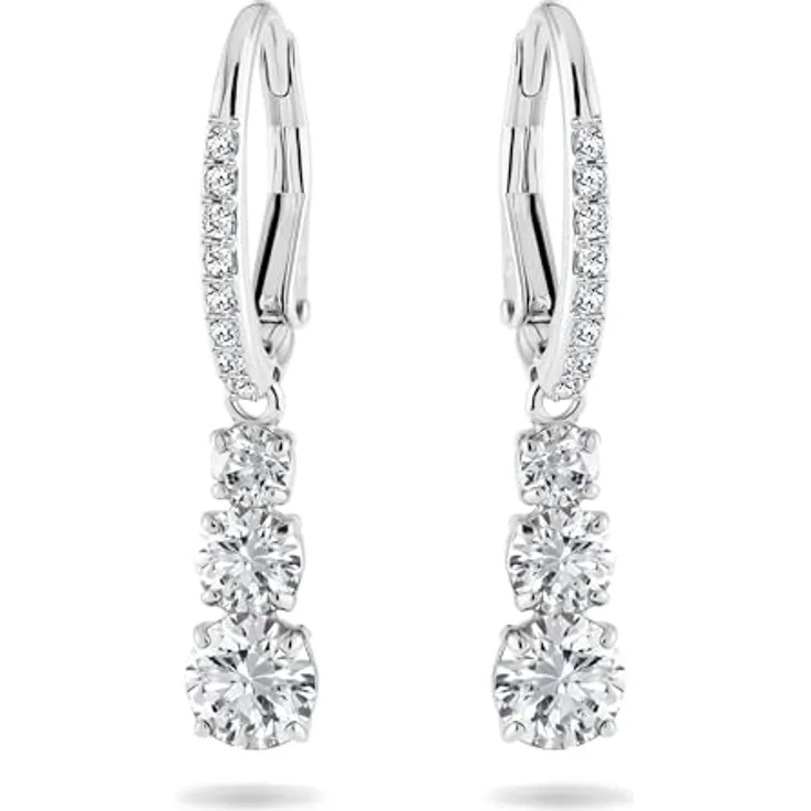 Swarovski Stilla Attract Trilogy Ohrringe, Weiss, rhodiniertes Finish mit Kristallpavé