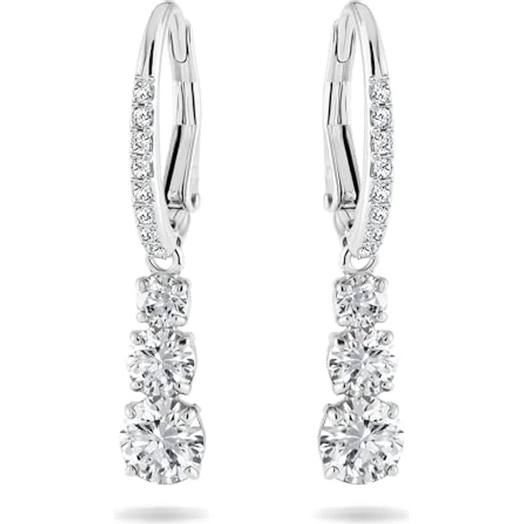 Swarovski Stilla Attract Trilogy Ohrringe, Weiss, rhodiniertes Finish mit Kristallpavé – Bild 1