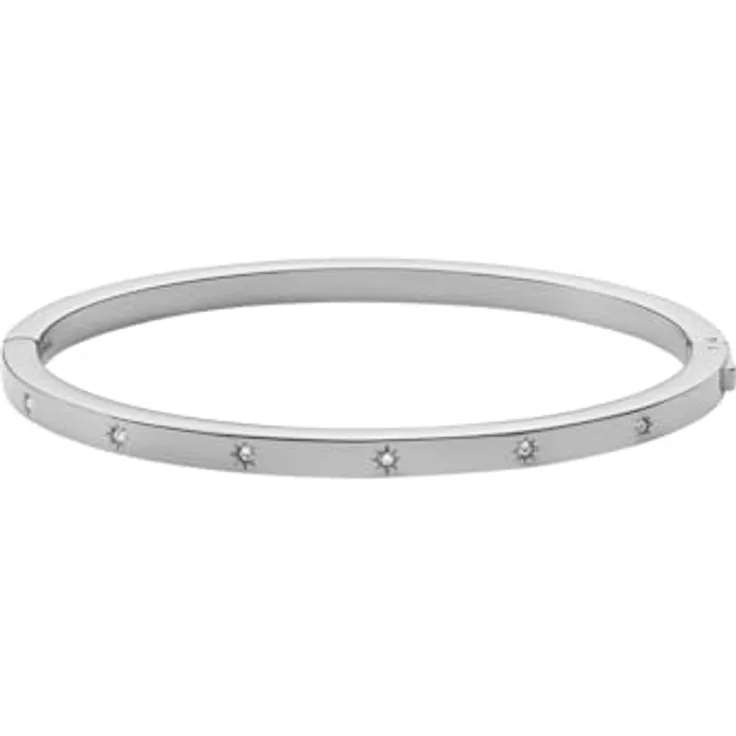 Fossil Sadie Damenarmband aus Edelstahl, Druckknopfverschluss, Silberfarben, poliert