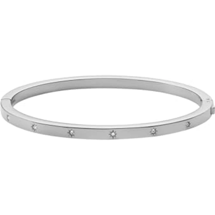 Fossil Sadie Damenarmband aus Edelstahl, Druckknopfverschluss, Silberfarben, poliert – Bild 1