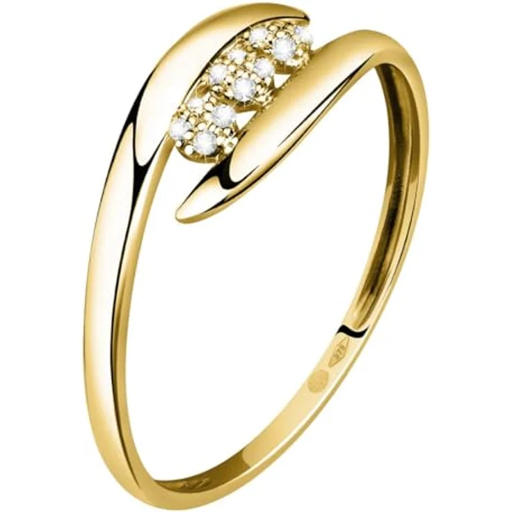 CHRIST Damen-Damenring 375er Gelbgold mit 12 Diamanten, Ringgröße 52 – Bild 1