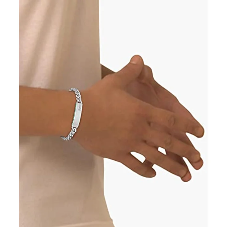 Lacoste Gliederarmband für Herren, Edelstahl mit grünem emailliertem Streifen, magnetischer Verschluss, Innenumfang 19 cm, Kollektion LACOSTE BASELINE - 2040081 – Bild 3