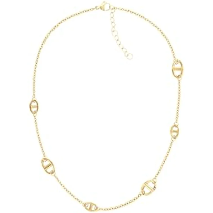 Tommy Hilfiger Jewelry Damen Gliederhalskette aus Edelstahl mit Gelbgold-Beschichtung, nautisch inspiriert, 406 mm + 50 mm Verlängerung, Karabinerverschluss – Bild 1