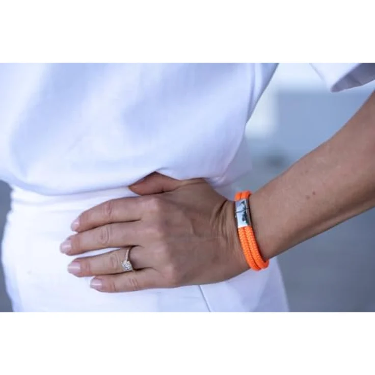 Galeara Noa Segeltau Armband Geflochten in Orange-Schwarz, Nautisch mit Edelstahl Magnetverschluss, Größe 215 mm – Bild 4