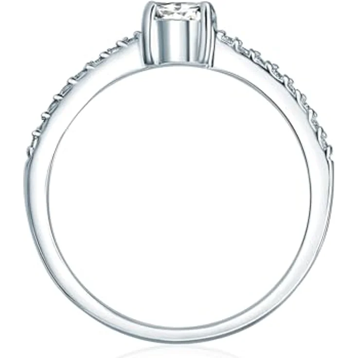 Trilani Damen-Ring Sterling Silber, Zirkonia weiß im Brillantschliff, Verlobungsring mit Schmuckbox – Bild 3