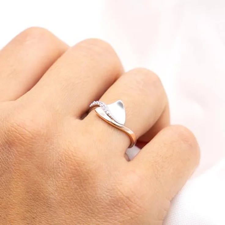 Zeeme Silber Damen Ring 925/- Sterling Silber, glänzend mit weißen Zirkonia-Steinen, rhodiniert, inkl. Aufbewahrungsetui – Bild 3