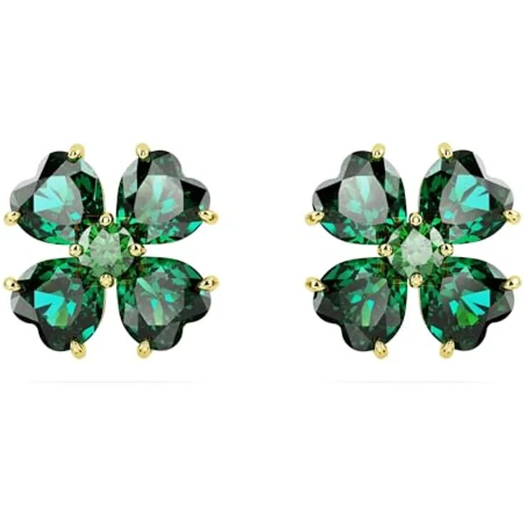 Swarovski Ohrstecker Idyllia 5666236, grün mit Kristall-Besatz, vergoldet, 1 cm