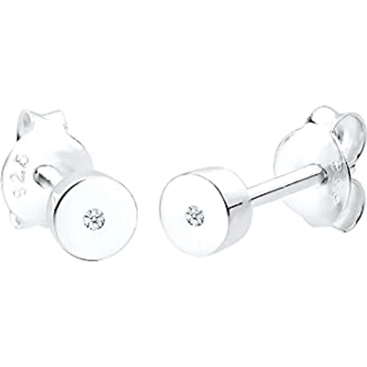 DIAMORE Elli DIAMONDS Ohrringe Damen Ohrstecker mit Diamant (0.02 ct), 925 Sterling Silber, schlichte Hochglanzpolitur, handgefertigt – Bild 1