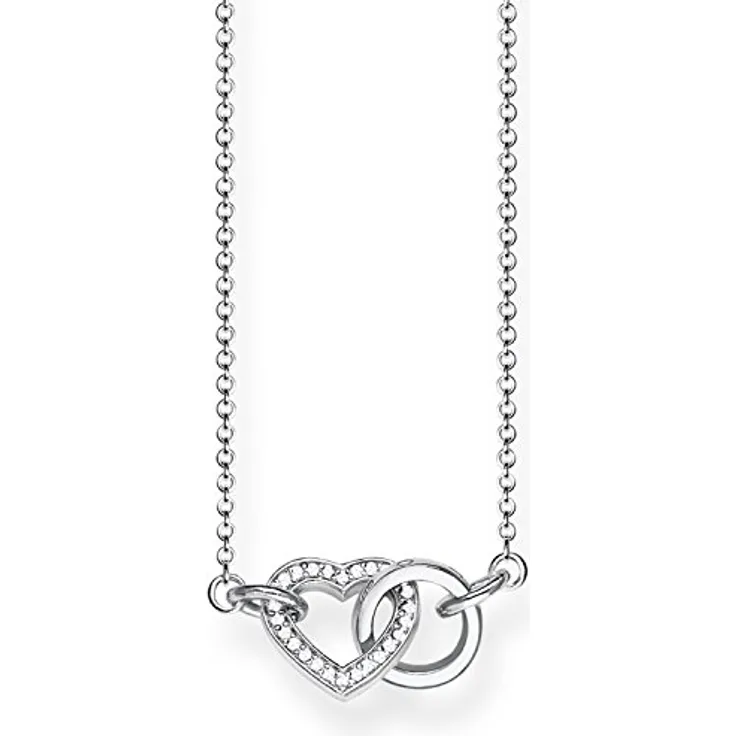 Thomas Sabo Damenkette Herz-Kreis Zirkonia, 925 Sterling Silber, 45 cm, KE1643-051-14-L45v