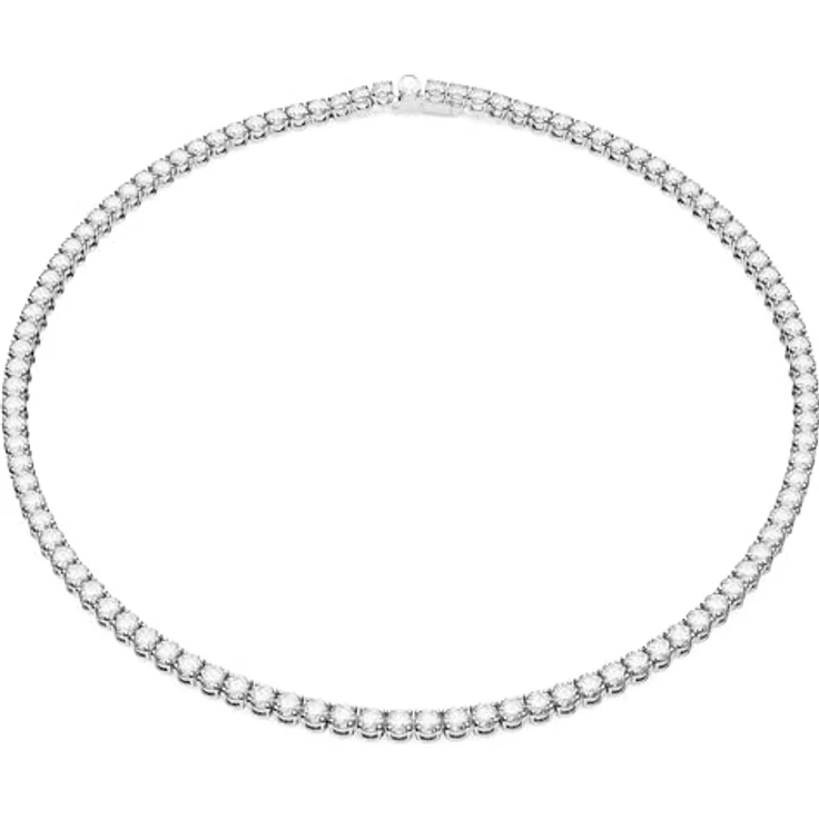 Swarovski Matrix Tennis Halskette, Rundschliff, Weiß, rhodiniert, moderne Eleganz für Damen – Bild 1