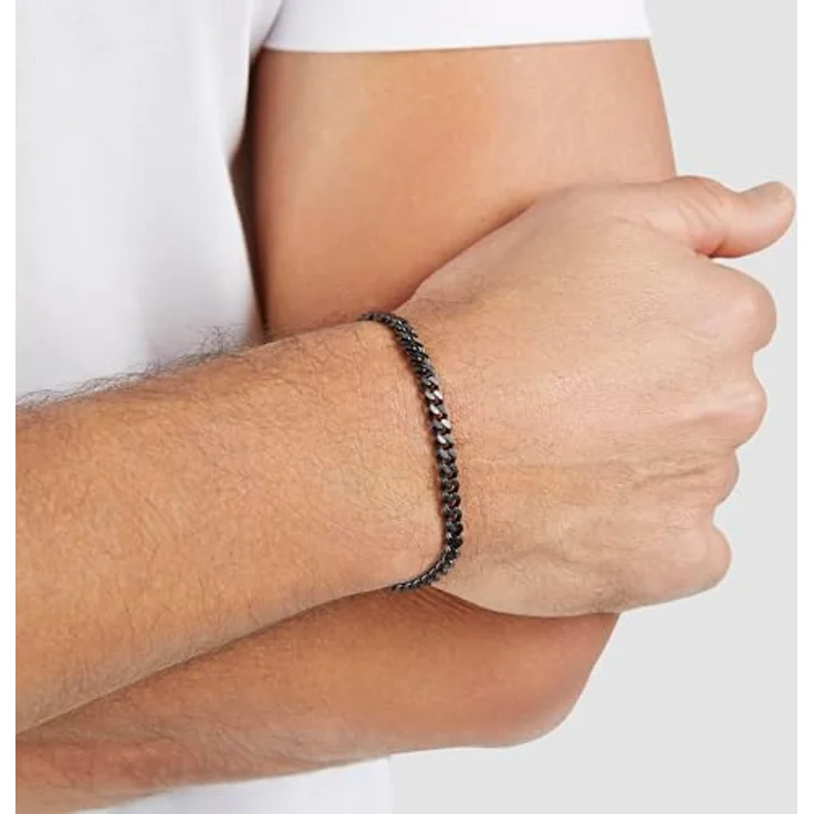 s.Oliver Herren Bracelet, Armband aus mattiertem Edelstahl, IP Schwarz, verstellbar bis 22 cm, wasserfest & hautfreundlich – Bild 3