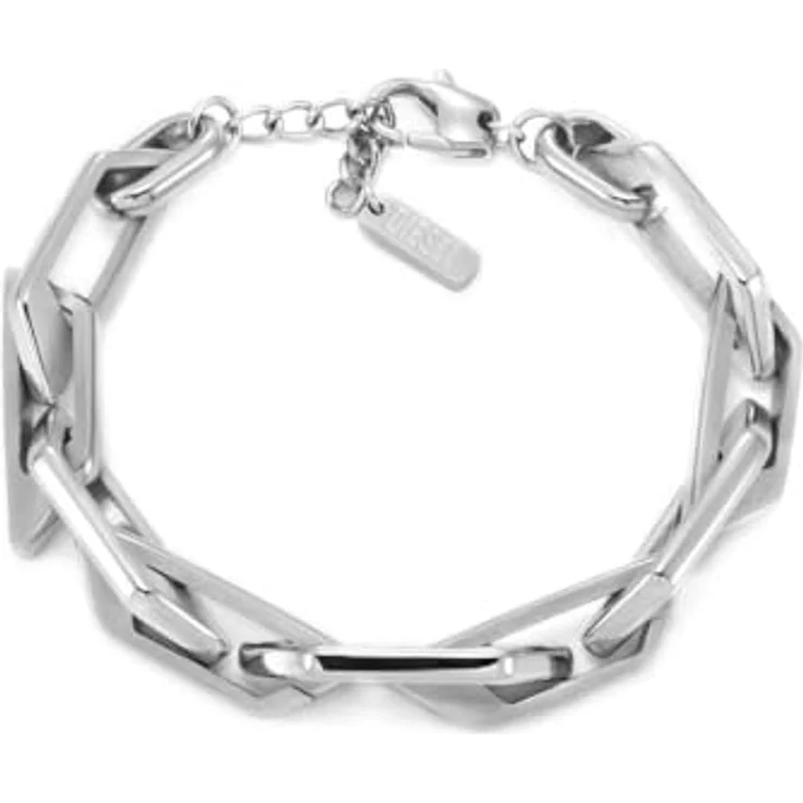 Diesel Herren Armband DX1577040, Silberfarbenes Edelstahl mit mattem und glänzendem Finish, Karabinerverschluss – Bild 1