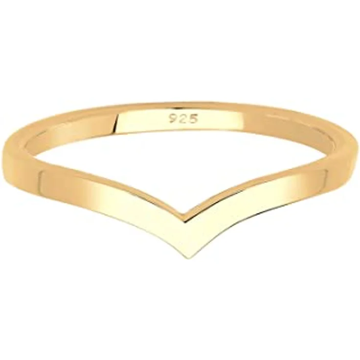 Elli V-Form Stacking Ring Damen, 925 Sterling Silber vergoldet, handgefertigt, anlaufgeschützt – Bild 2