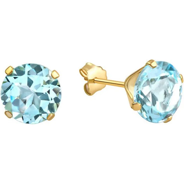 Fascination by Ellen K. Paar Ohrstecker Gold 585, mit echtem Blautopas (beh.) 7mm, gelb