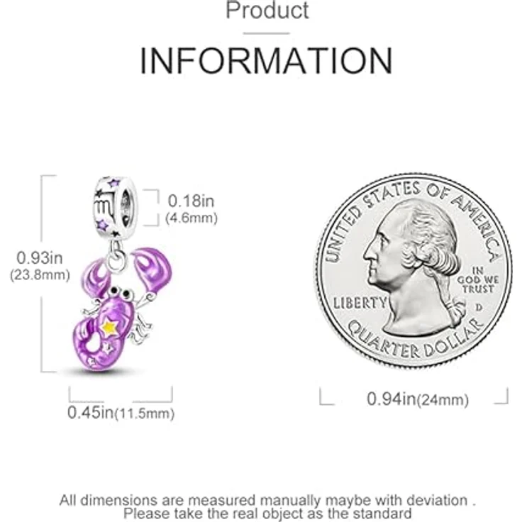 Pandach Damen Charm Anhänger Sternzeichen, 925 Sterling Silber mit Zirkonia, 12 Sternbilder Charms Beads, kompatibel mit Pandora Armband und Halskette – Bild 5