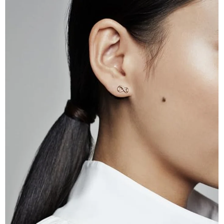 PANDORA ROSE Ohrstecker "Funkelnde Unendlichkeit", 14 Karat rosévergoldet mit klaren Cubic Zirkonia – Bild 5