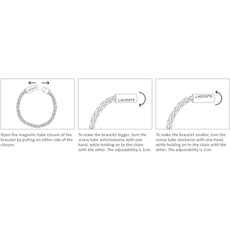 Lacoste Gliederarmband Herrenkollektion SPELT aus Edelstahl mit verstellbarem Magnetverschluss, 190-222 mm, grünes Logo – Bild 5