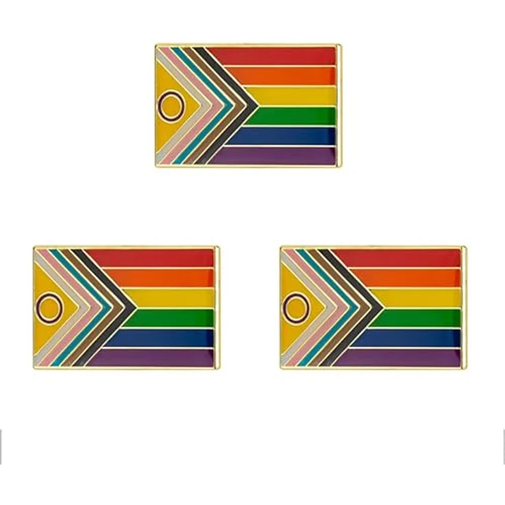 Sinwinkori Pack 3 Intersex Progress Pride Pin Badge, hochwertiger Metall- und Emaille-Lack, 5 Stück, 15 x 25 mm, Regenbogen Brosche – Bild 1