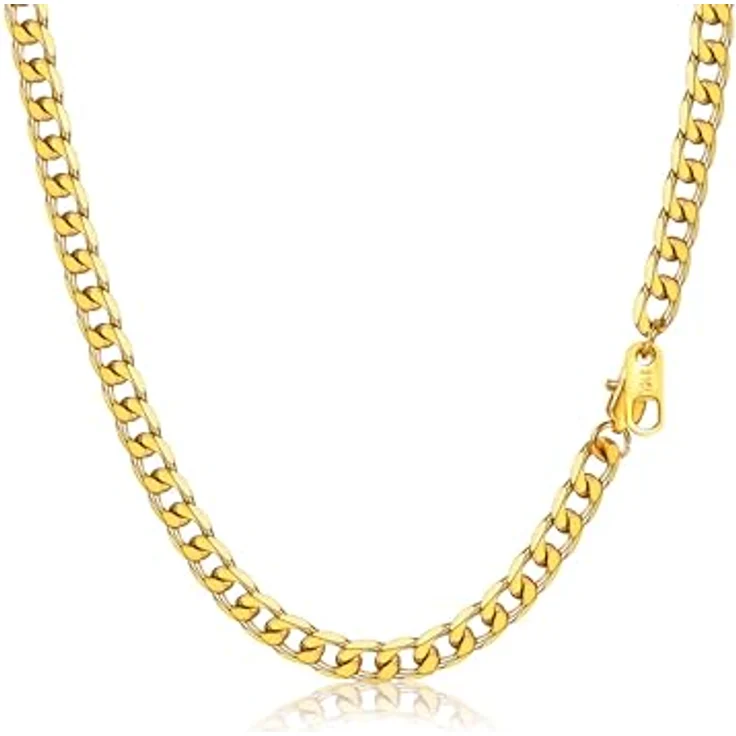 PROSTEEL Halskette Herren Panzerkette 61CM, 4MM, Gold, Edelstahl, klassisches Miami Design, wasserdicht, robust – Bild 1
