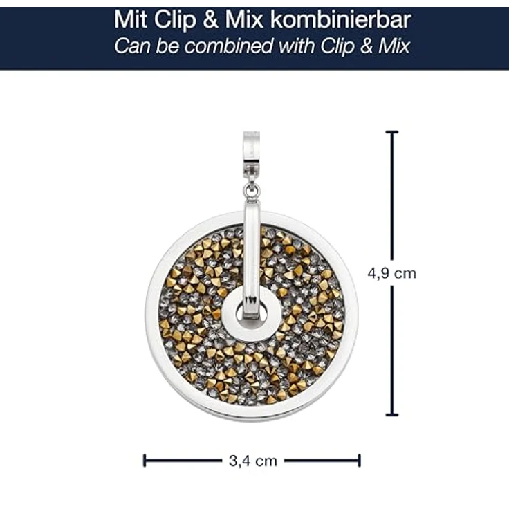 JEWELS BY LEONARDO Anhänger Clip & Mix Blanca, silberfarbener Edelstahl mit irisierenden Glaskristallen in Grau- und Bronzetönen, Clip M (4,8 mm Ø) – Bild 2