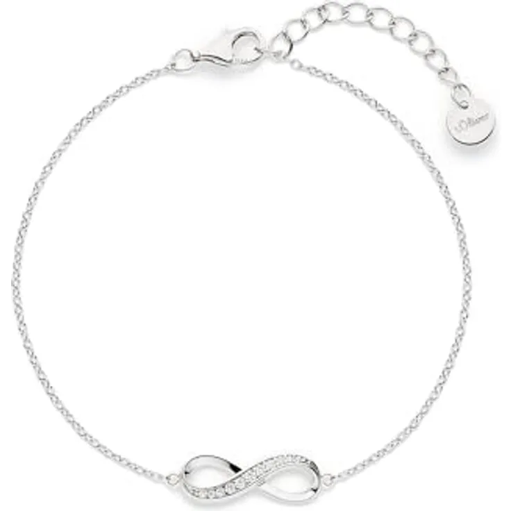 s.Oliver Bracelet, elegantes Armband aus poliertem 925er Sterlingsilber, Ankerkette verstellbar bis 20 cm, wasserfest & hautfreundlich, silber