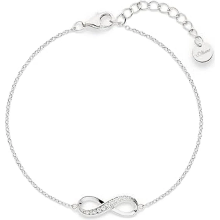 s.Oliver Bracelet, elegantes Armband aus poliertem 925er Sterlingsilber, Ankerkette verstellbar bis 20 cm, wasserfest & hautfreundlich, silber – Bild 1