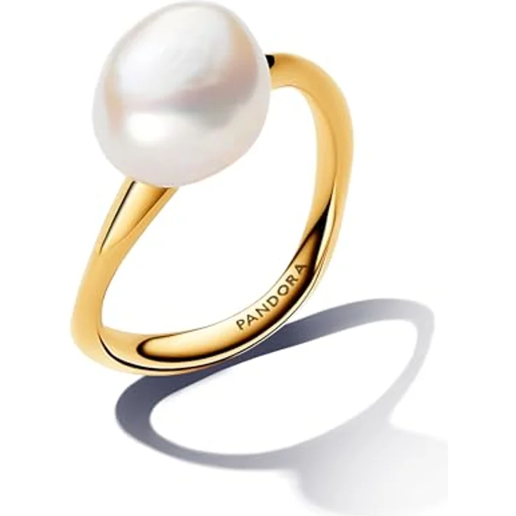 PANDORA Essence Barocke Behandelte Süßwasserzuchtperle Ring aus Sterling Silber mit vergoldeter Metalllegierung, Größe 56, 163293C01-56 – Bild 1
