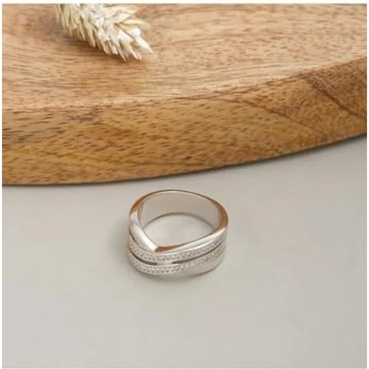 JETTE Damen-Damenring 925er Silber, Größe 54, mit 61 Zirkonia, Silber 32025584 – Bild 3