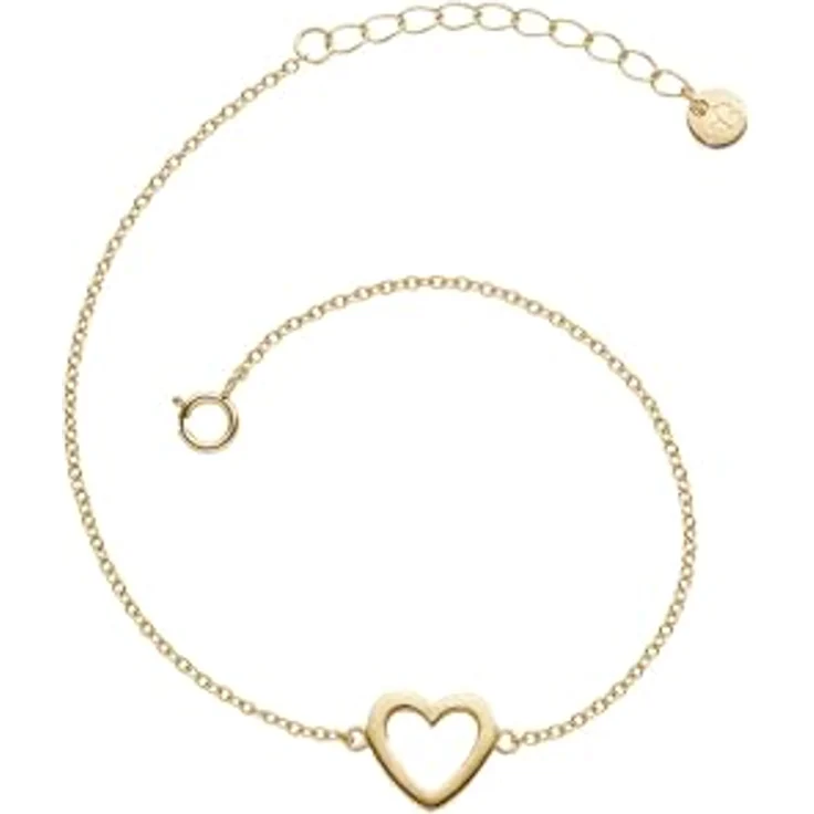 GLANZSTÜCKE MÜNCHEN Damen-Armband mit Herz-Anhänger, Sterling Silber 925 gelbvergoldet, filigranes Design, 17 cm lang mit Verlängerung, Geschenkverpackung – Bild 1