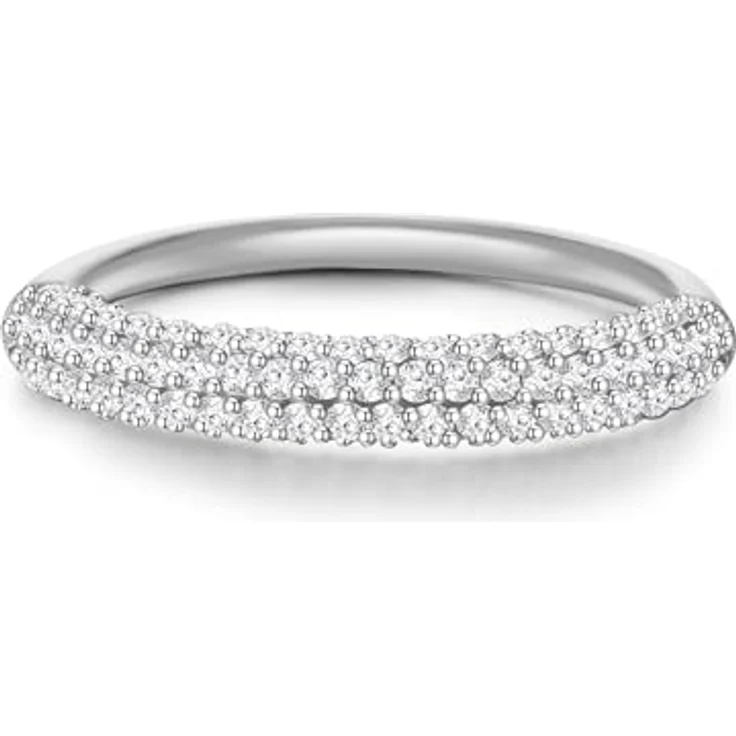 GLANZSTÜCKE MÜNCHEN Damen Ring aus 925/- Sterling Silber mit weißen Zirkonia, eleganter Bandring, 3,3 mm breit, in Geschenkbox – Bild 1