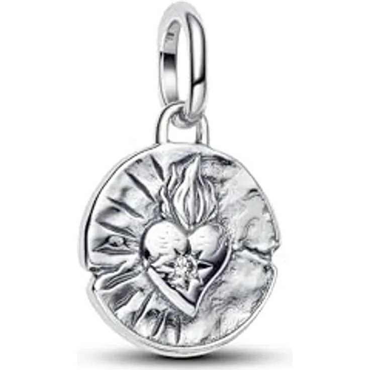 PANDORA ME Herz Medaillon-Charm, Sterling Silber mit Zirkonia, "AMOR VINCIT OMNIA", kompatibel mit ME und Moments, 793975C01