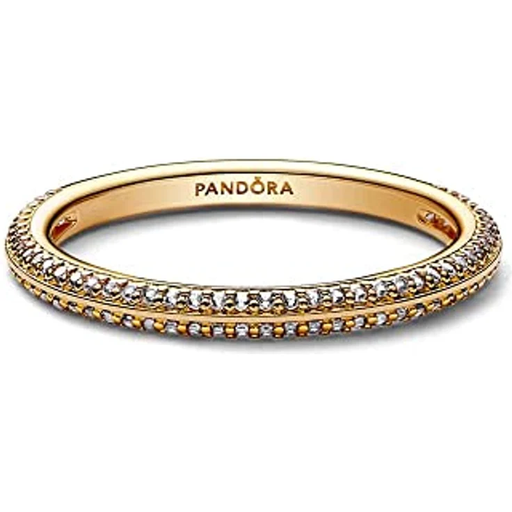 PANDORA Damen-Ring Pavé, 14 Karat vergoldet mit 86 Cubic Zirkonia, Ringgröße 60/19,1 – Bild 2