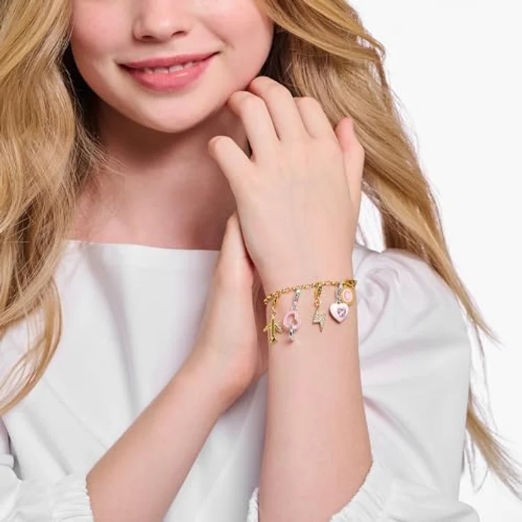 THOMAS SABO Charm-Anhänger Flugzeug, vergoldet 18 Karat Sterlingsilber, Charm Club Anhänger mit Karabinerhaken – Bild 3