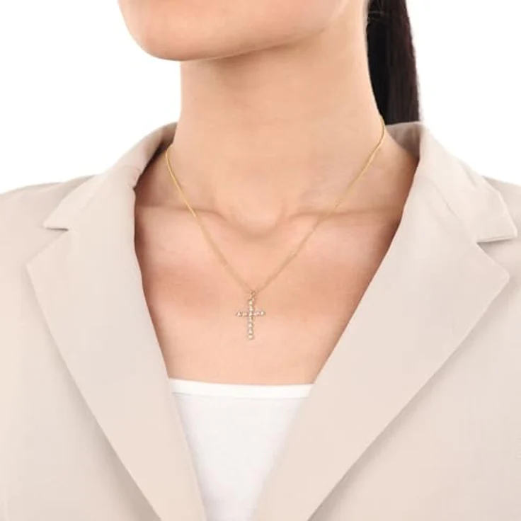 Amor Motivanhänger "Kreuz", 925 Sterling Silber Damen Anhänger mit Zirkonia, 2,6 cm, Weiß, in Schmuck Geschenk Box – Bild 2