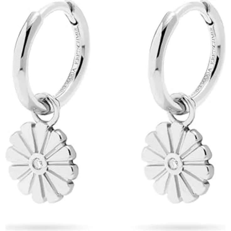 Guido Maria Kretschmer Damen-Creolen 925er Silber mit 2 Diamanten, One Size, Silber