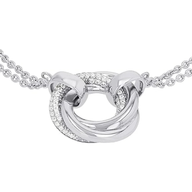 JOOP! Halskette 925 Sterling Silber für Damen, Halsschmuck mit Zirkonia-Steinen, rhodiniert, 17+3 cm mit Karabinerverschluss, inklusive Schmuckbox – Bild 5