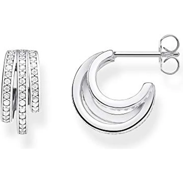 Thomas Sabo Creole 925er Sterlingsilber mit Zirkonia, elegante Damen-Ohrringe