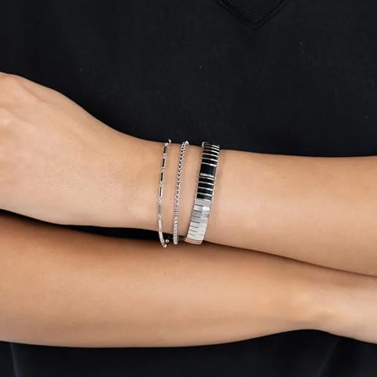 Calvin Klein CK STACKED Set aus 3 Armbändern für Damen aus poliertem Edelstahl, inklusive Stretcharmband und Kettenarmband, ideal zum Layering – Bild 5