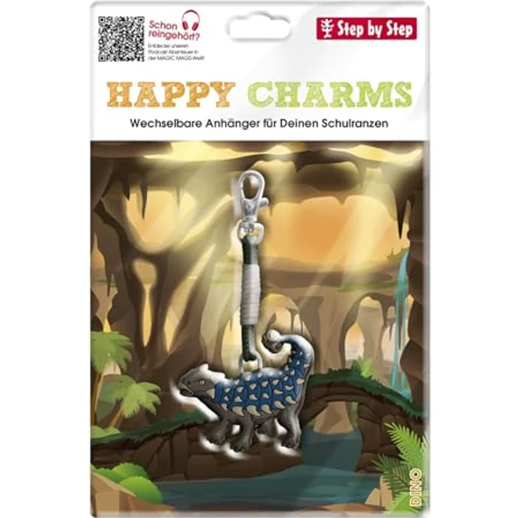 Step by Step Happy Charms „Dino“, 1-teilig, Dinosaurier-Anhänger für Schulranzen und Vorschulrucksack, leicht anbringbar – Bild 2