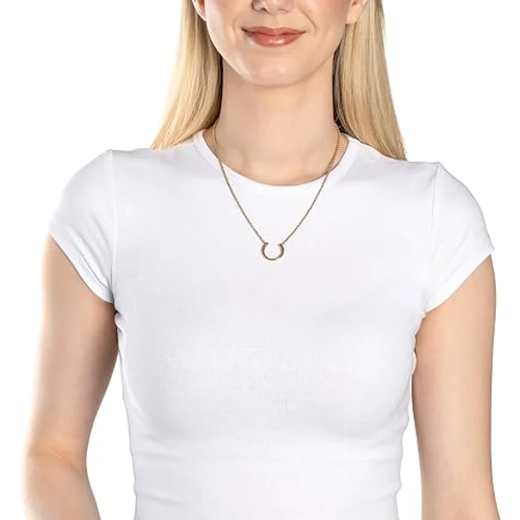 JEWELS BY LEONARDO Halskette Clip & Mix Maisy, goldfarbene Ankerkette aus Edelstahl mit halb offenem Ring, 45-52 cm, Schmuck Geschenk für Frauen – Bild 3
