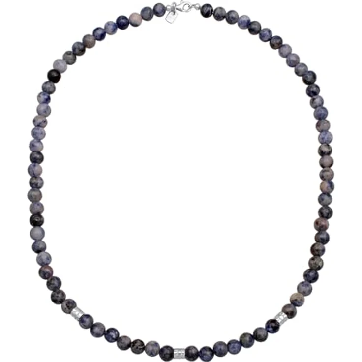 Kuzzoi Buddha Herren Halskette aus Achat Perlen (6 mm) mit 925 Sterling Silber Beads, Edelsteinkette für Männer, Länge ca. 50 cm – Bild 2