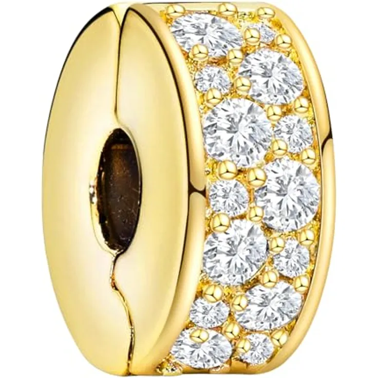 Ruaidhra Sterling Silber S925 Gold Clip Charms, Family Blume Glühwürmchen Moments Anhänger für Armbänder, Sicherheitskette, Geschenkbox für Frauen Geburtstag