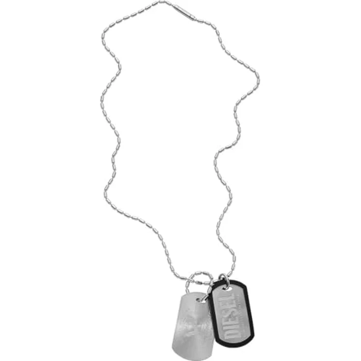 Diesel Herrenkette Font Dog Tag aus Edelstahl, gebürstet, Silberfarben, DX1553040 – Bild 3