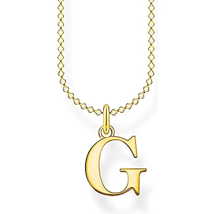THOMAS SABO Halskette Buchstabe G, vergoldetes Silber 925er Sterlingsilber, 38cm - 45cm, ideal für Layering-Looks – Bild 1