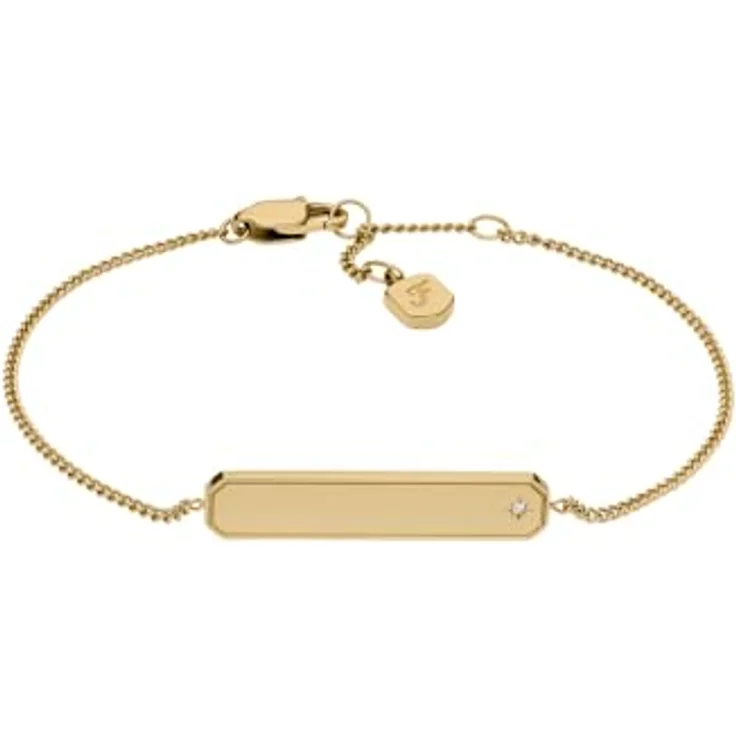 Fossil Sadie Damen Armband aus goldfarbenem Edelstahl, Poliertes Finish mit Karabinerverschluss, 16,5 cm + 2,5 cm Verlängerung – Bild 1