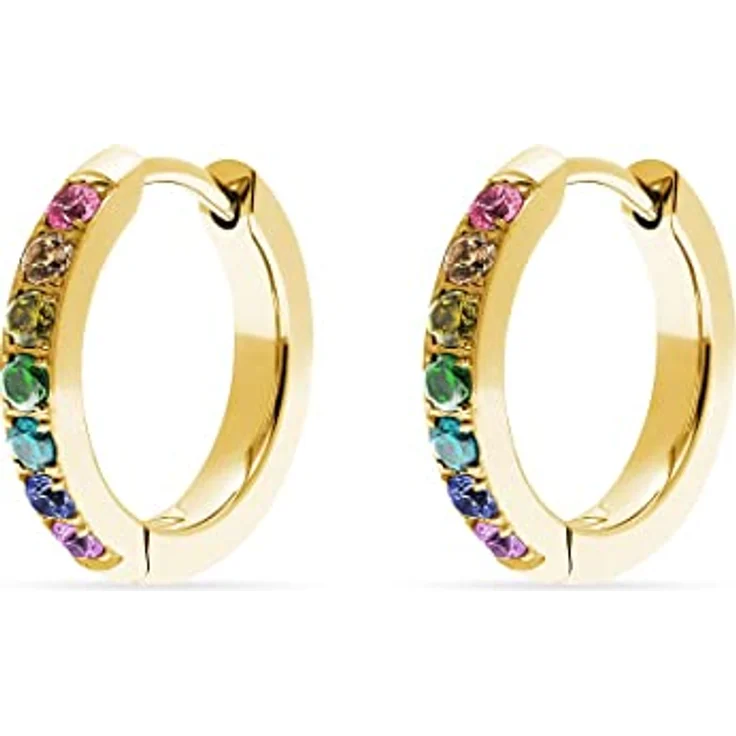 FAVS Damen-Creolen aus Edelstahl mit 14 Zirkonia, One Size, Gelbgold 32024346 – Bild 1