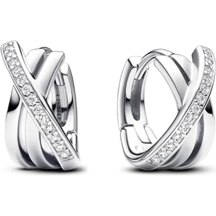 Pandora Creolen Pandora Signature 293150C01, Silber 925 mit Zirkonia-Besatz in strahlendem Weiß