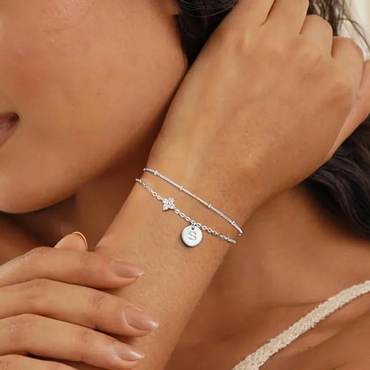 TINGN Armband mit Buchstaben A, Silber vergoldet mit vierblättrigem Kleeblatt und Cubic Zirkonia, personalisierbares Damen-Armband, 15cm + 5cm Verlängerung – Bild 4