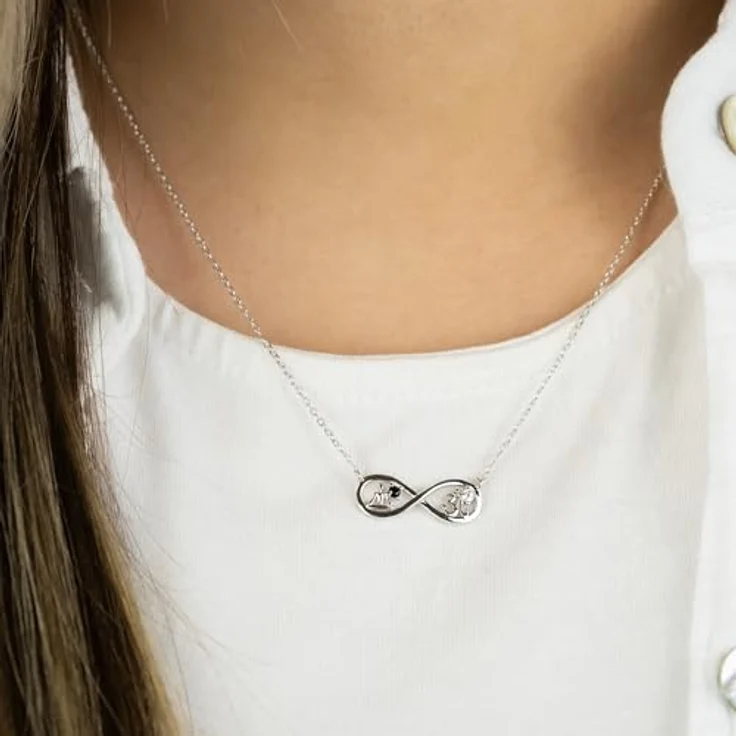 Engelsrufer Damen Halskette Infinity aus 925er Sterling Silber, Zirkonia Steine, verstellbare Länge 40+4 cm, rhodiniert – Bild 2